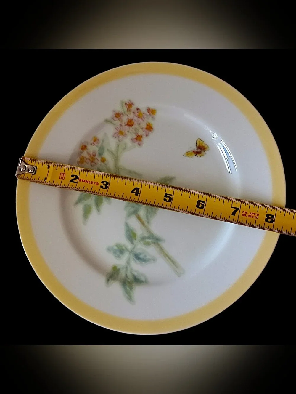 3 Williams Sonoma Flowering Herbs Salad Plates Yellow Band Wild Thyme Butterfly